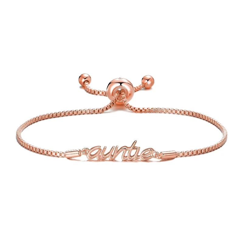 Rose Gold Plated Auntie Bracelet Created with Zircondia® Crystals