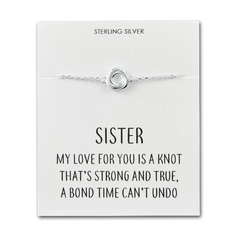 Sterling Silver Sister Quote Knot Bracelet