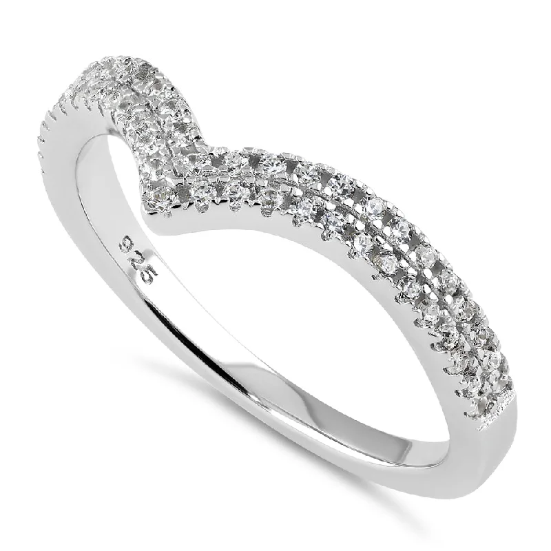 Sterling Silver Pave Chevron CZ Ring