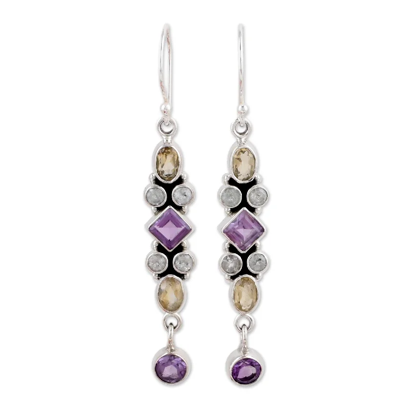 Novica Handmade Duchess Amethyst And Citrine Dangle Earrings