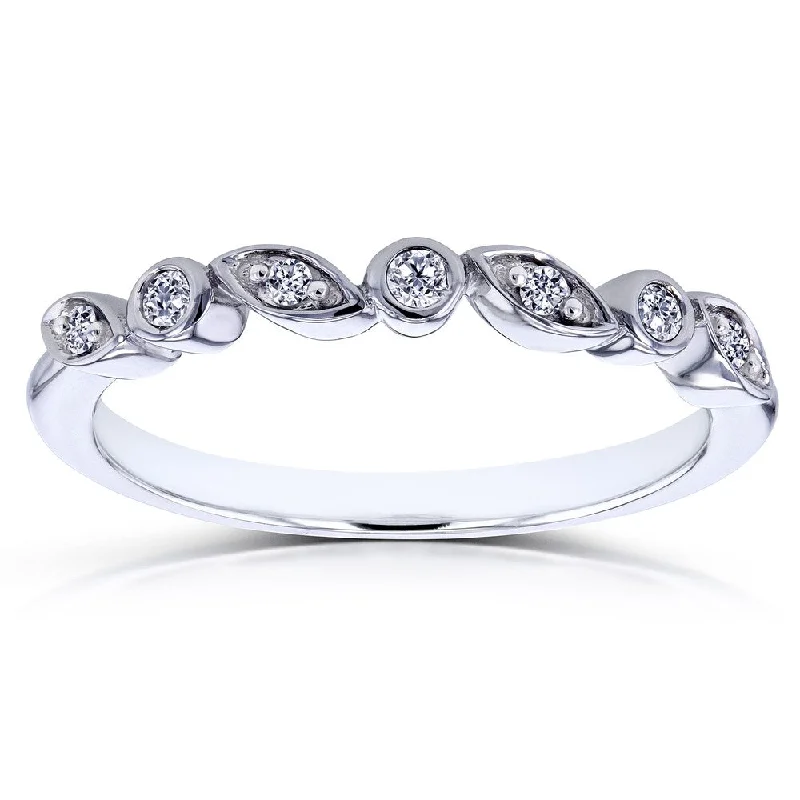 Annello by Kobelli 10k White Gold Stackable Diamond Ring