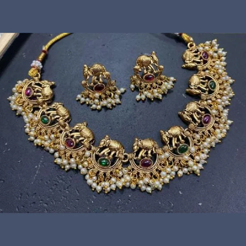 Manisha Jewellery Gold Plated Kundan Stone And Pearl Necklace Set