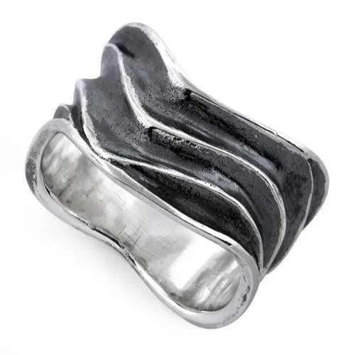 Sterling Silver Abstract Wave Ring