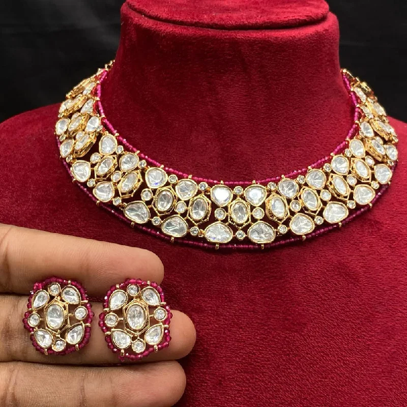 Royal Kundan Jewellery Gold Plated Polki Kundan Necklace Set