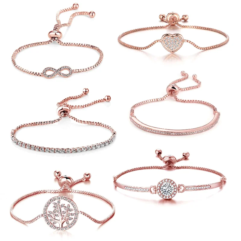 Rose Gold Plated Friendship Bracelets Created with Zircondia® Crystals