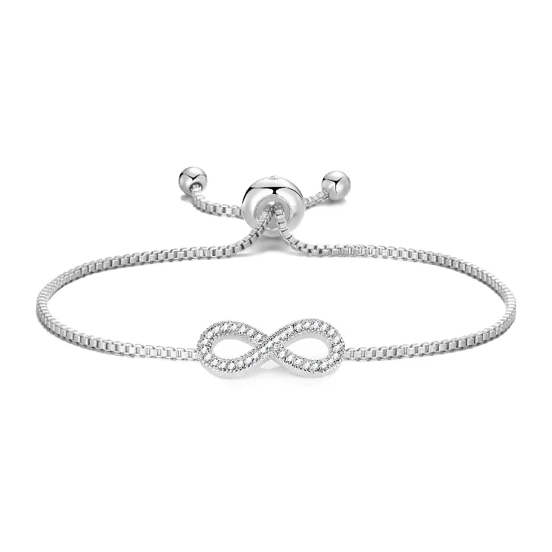 Silver Plated Infinity Friendship Bracelet Created with Zircondia® Crystals