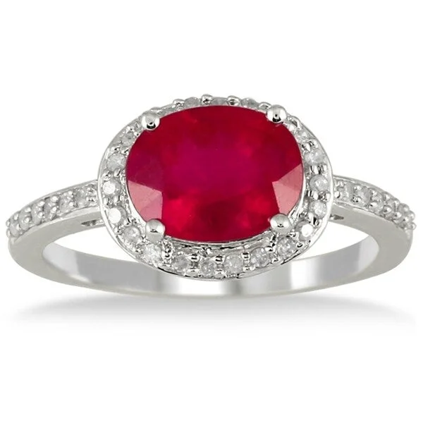 2.50 Carat Oval Ruby and Diamond Ring in 10K White Gold