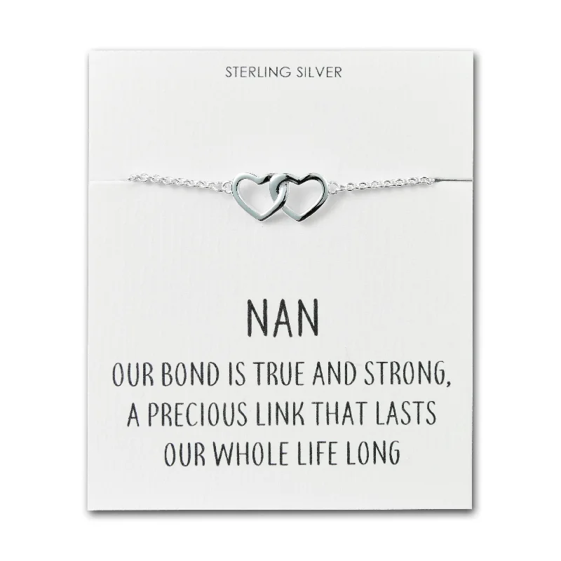 Sterling Silver Nan Quote Heart Link Bracelet