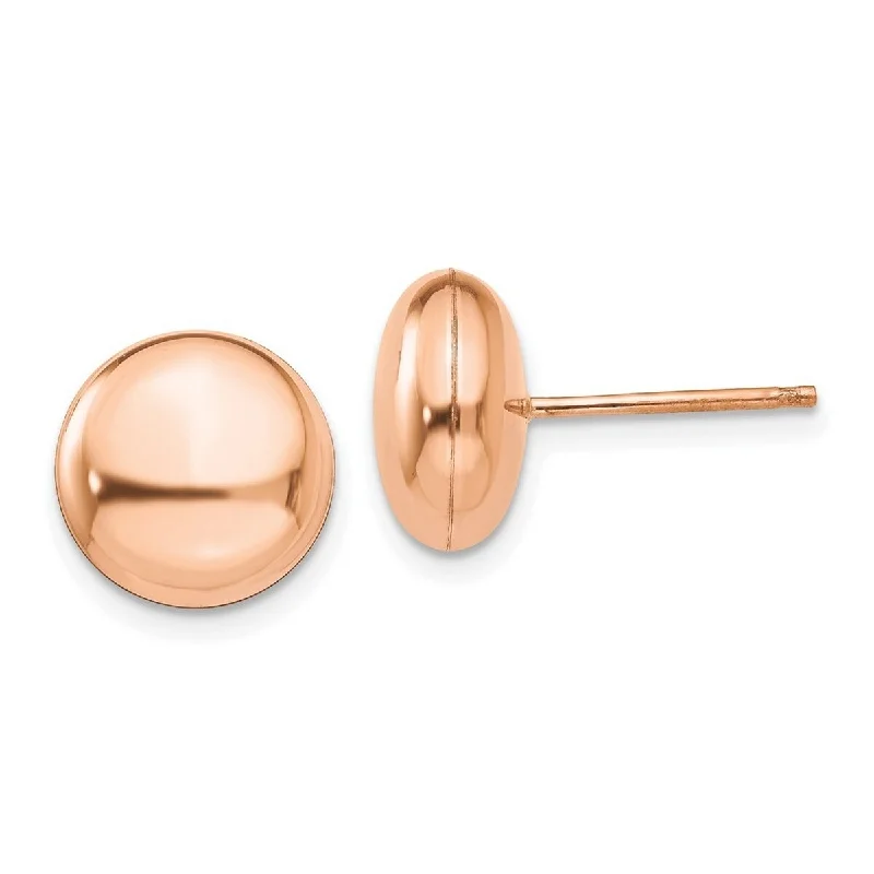 Curata 14k Rose Gold Polished 10.5mm Button Post Earrings